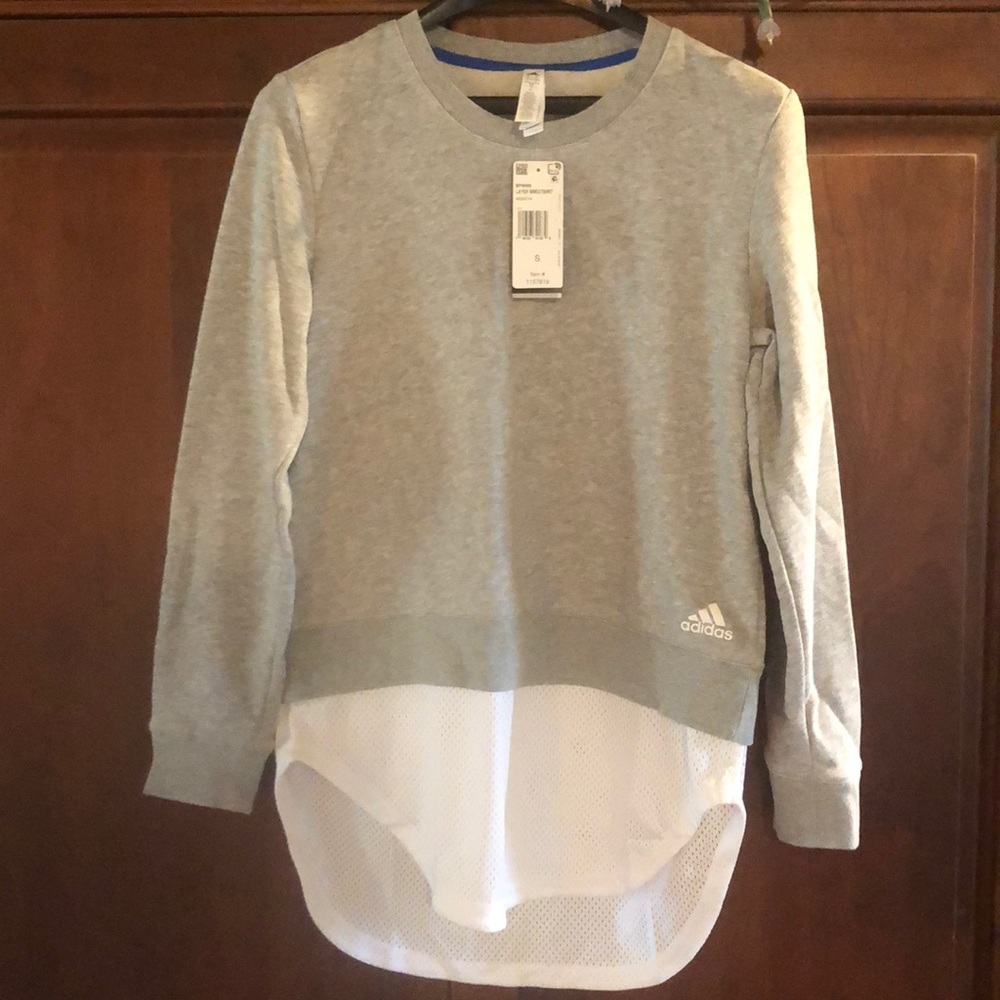 NWT! Adidas women’s size S layered look sweatshirt